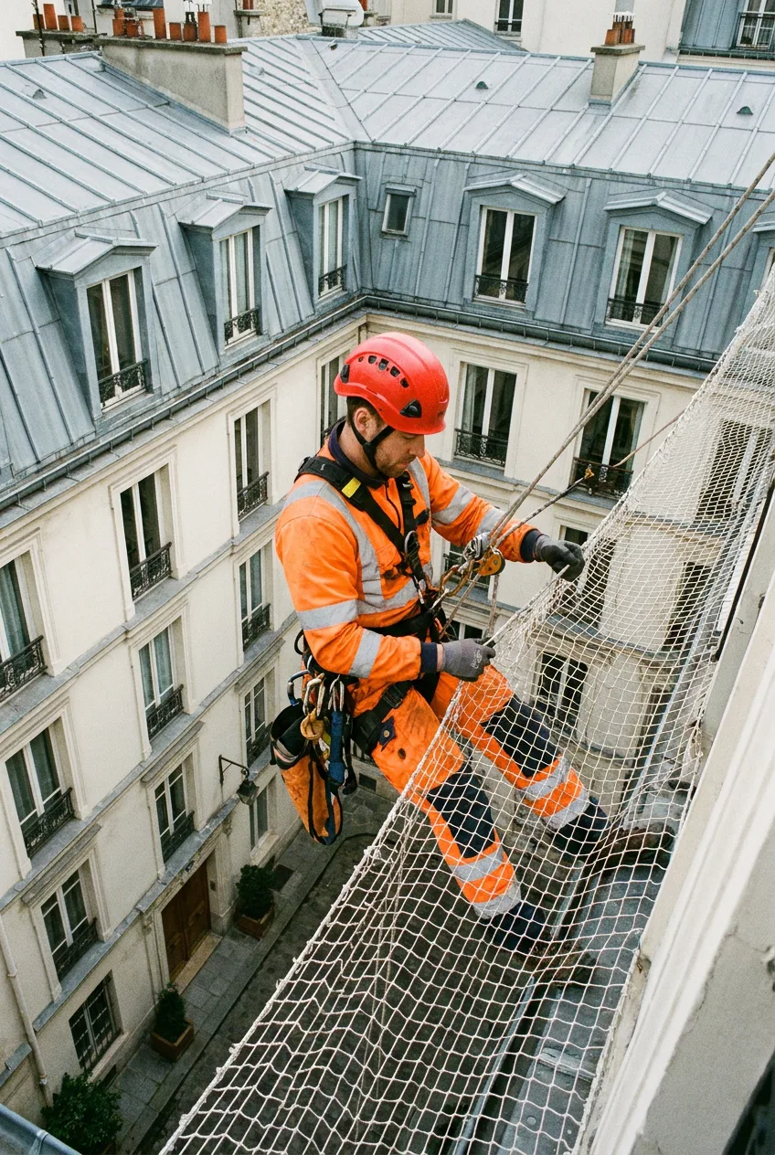 Pose de filets de protection — réalisation 1