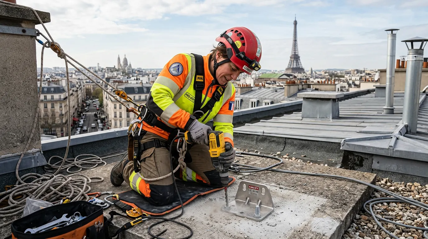 Installation de points d'ancrage — cordistes professionnels