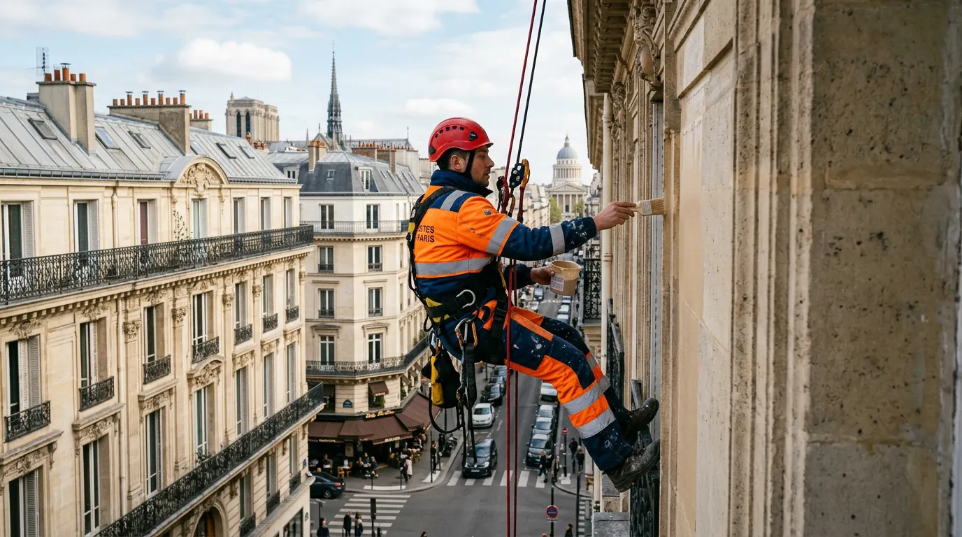 Ravalement de façades — cordistes professionnels