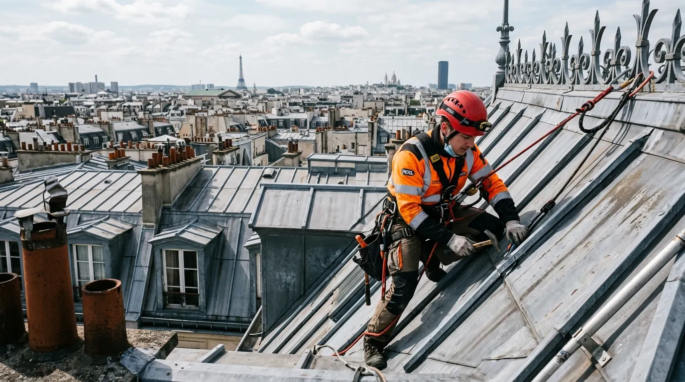 Travaux de couverture — cordistes professionnels